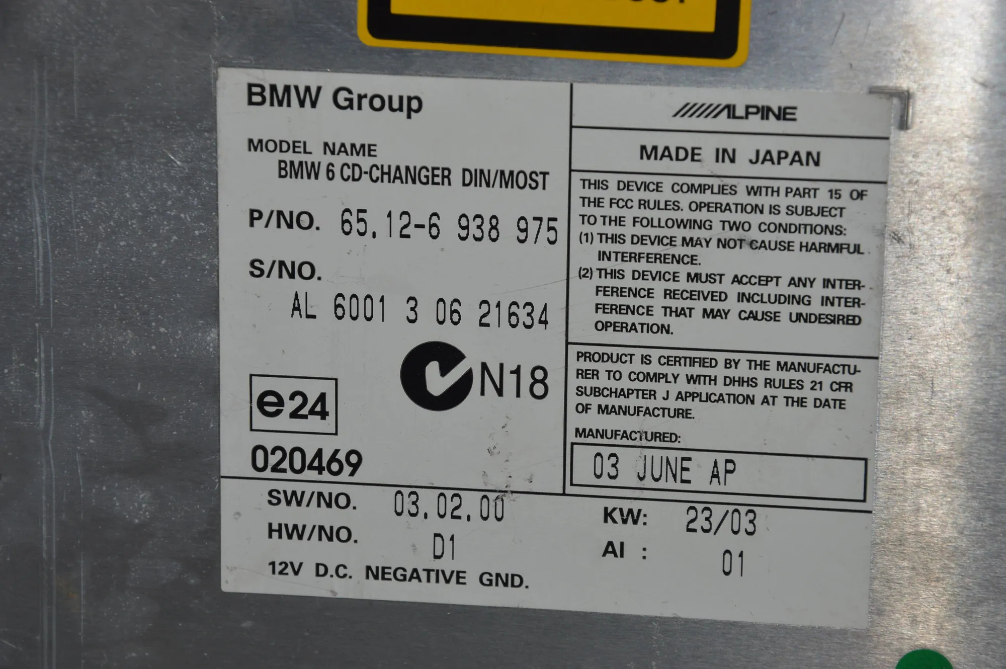 CD Changer – OEM 6938975 · BMW 5 (E60) BMW 5 (E60) 2003 – 5