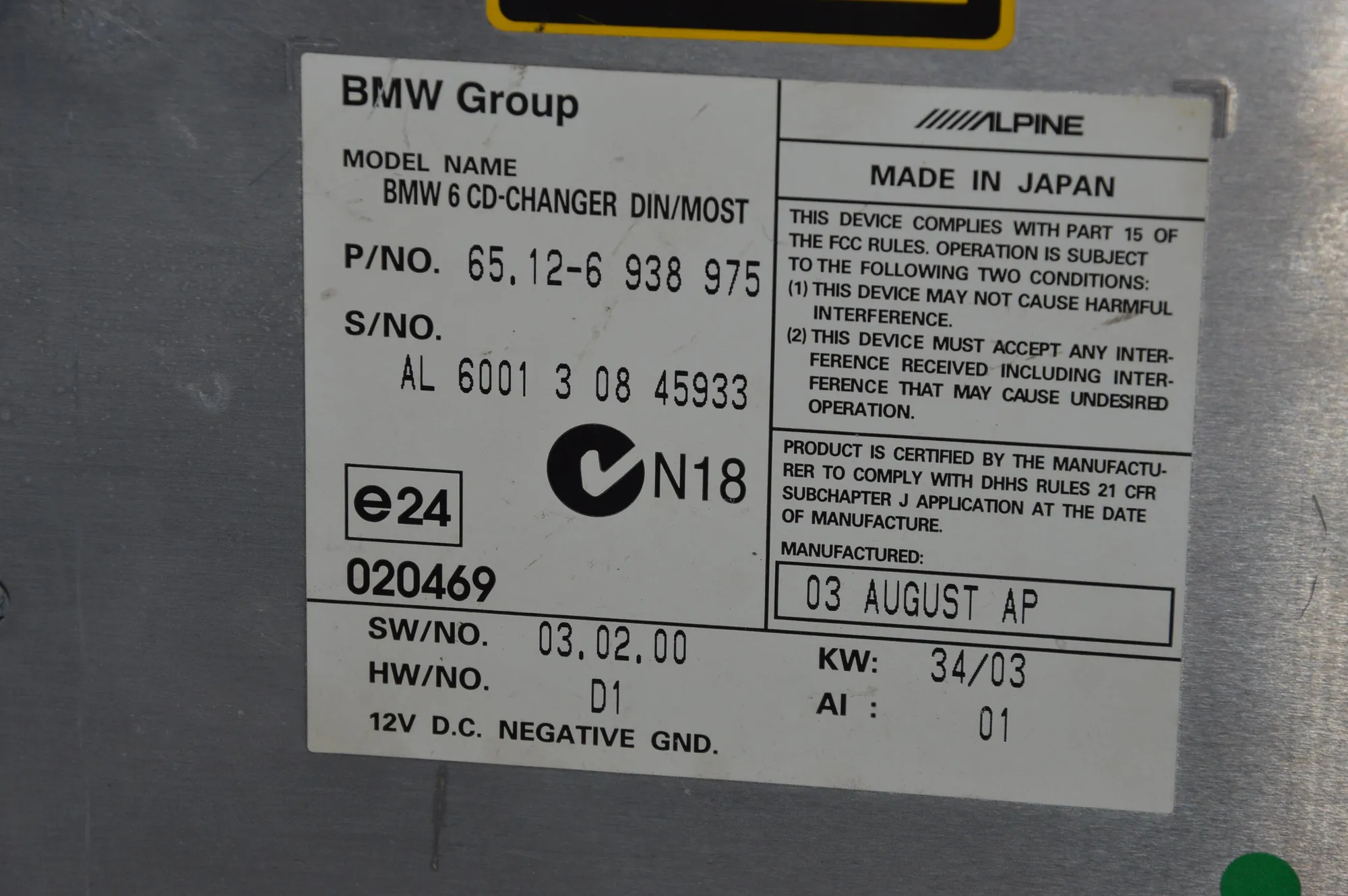 CD Changer – OEM 6938975 · BMW 5 (E60) BMW 5 (E60) 2003 – 5