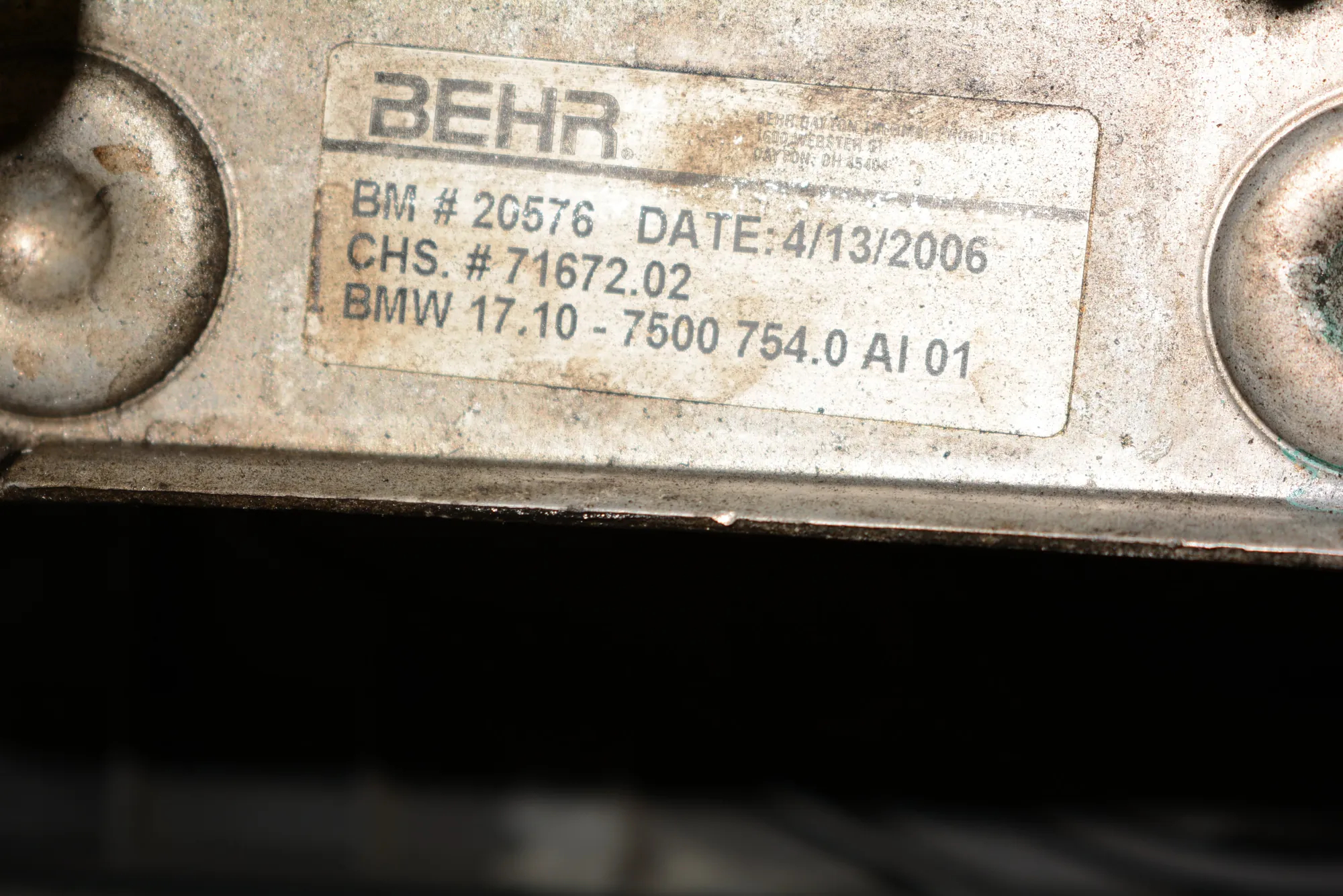 Oil Cooling Radiator – OEM 7500754 · BMW X5 (E53) 3.0 d 2003 – 3