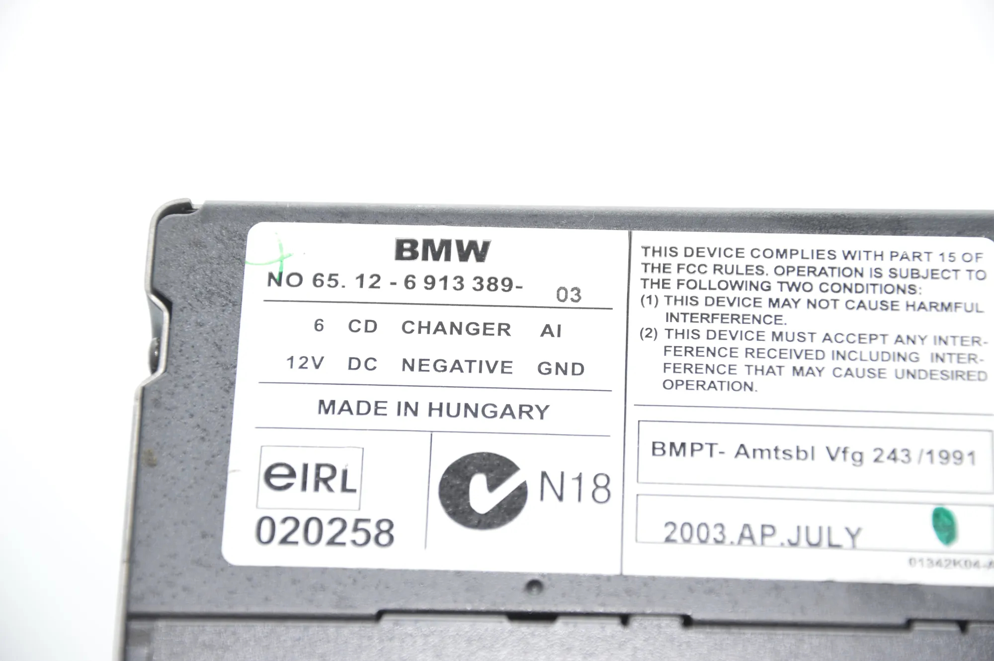 CD Changer – OEM 6913389 · BMW X5 (E53) 4.6 is 2003
