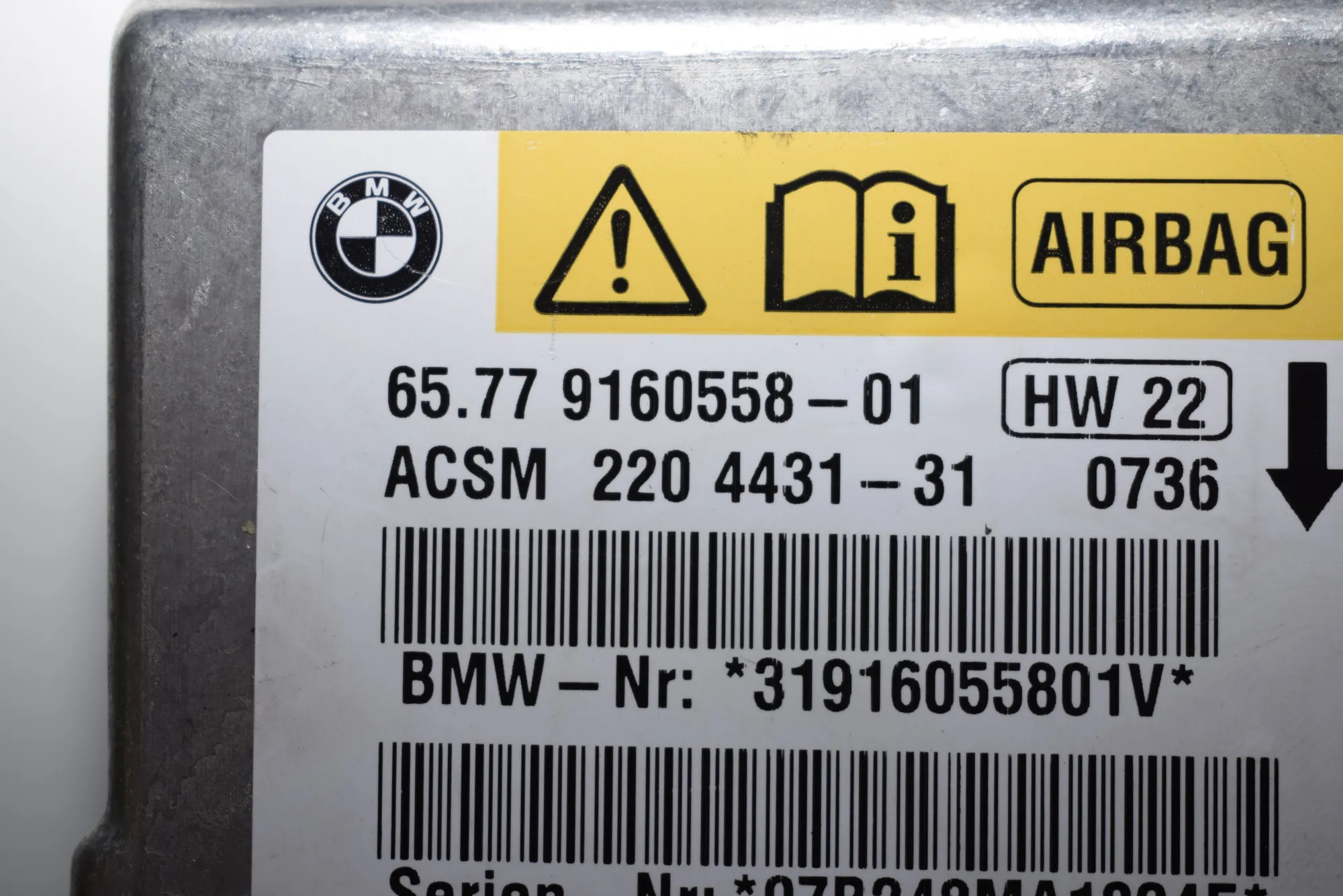 SRS Control Unit – OEM 9160558 · BMW 5 Touring (E61) 520 d 2007 – 2