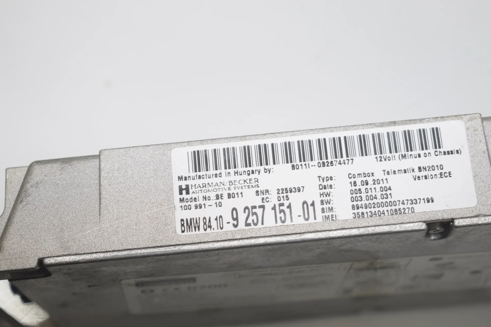 Bluetooth Control Unit – OEM 9257151 · BMW 5 Touring (F11) 530 d xDrive 2011 – 5