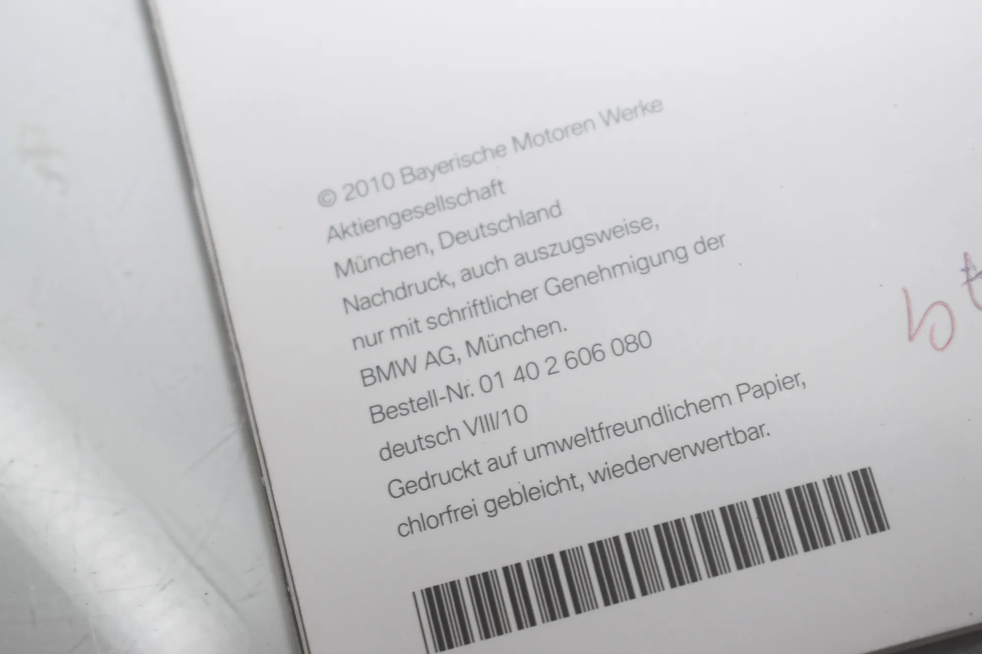 Manual Service Book – OEM 2606080 · BMW 7 (F01, F02) 750 i 2010 – 4