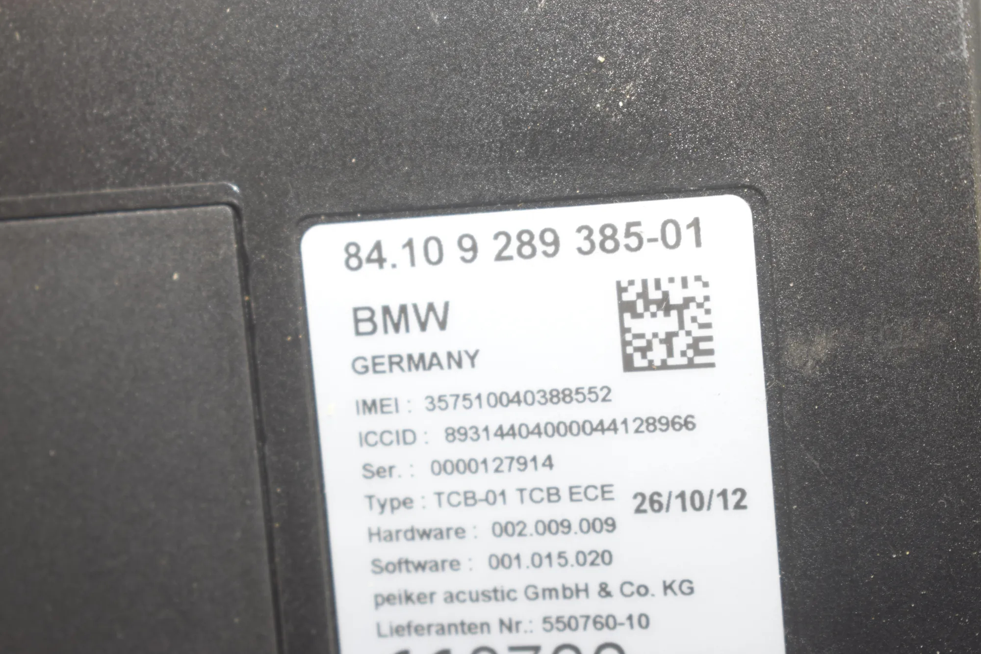 Other Control Units – OEM 9301309 · BMW 3 (F30, F80) 320 i 2012 – 6