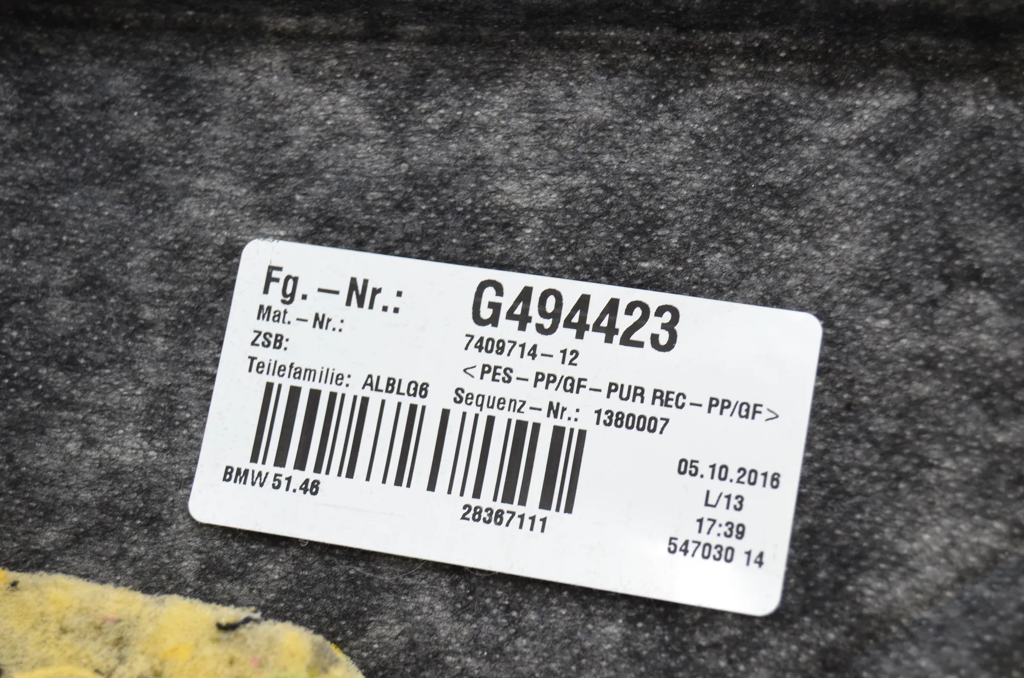 Rear Parcel Shelf – OEM 7409714 · BMW 7 (G11, G12) 750 d, Ld xDrive 2016 – 5