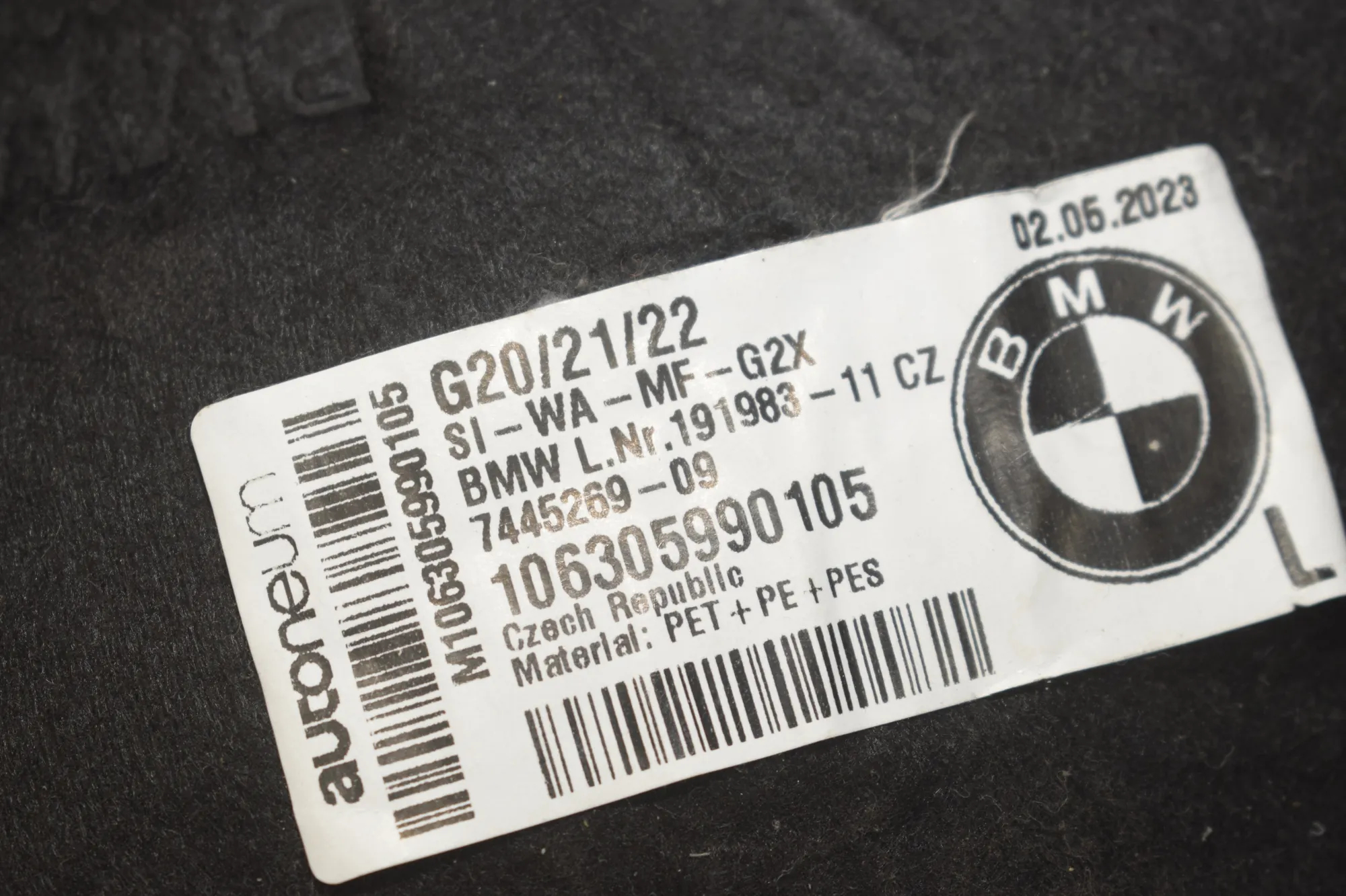 Sound Insulation – OEM 7446768 · BMW 3 Touring (G21) (2019 - -) 318 i 2023 – 4