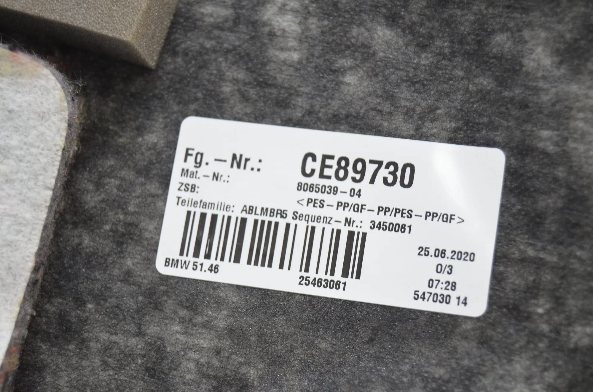 Rear Parcel Shelf – OEM 8065039 · BMW 5 (G30) (2016 - -) M 550 d xDrive 2020 – 4