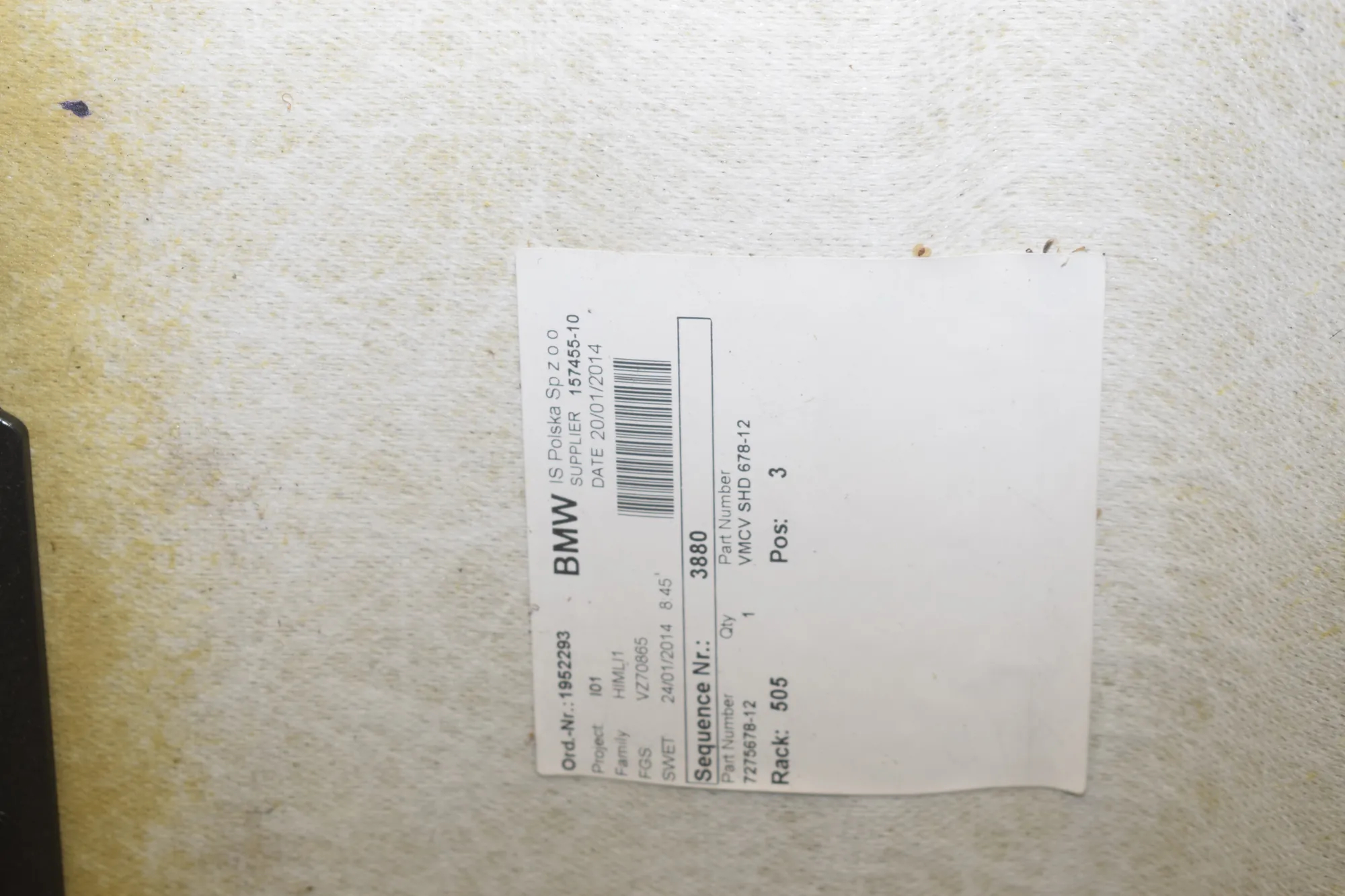 Roof Headliner – OEM 9354371 · BMW i3 (I01) Hybrid 2014 – 11