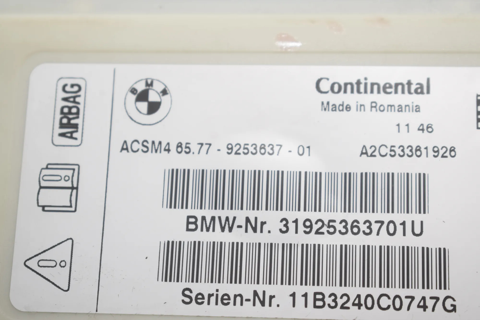 SRS Control Unit – OEM 9253637 · BMW 5 Touring (F11) 535 d 2011 – 5
