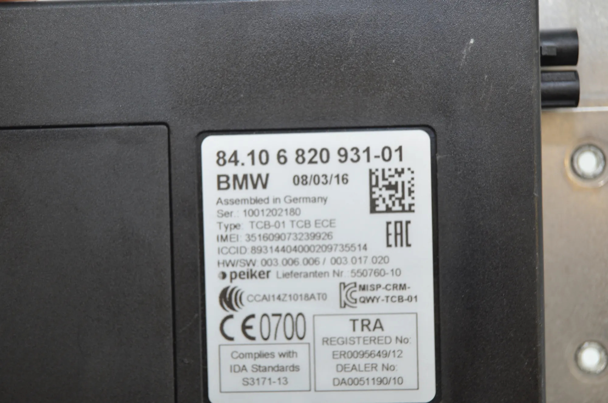 Other Control Units – OEM 9393659 · BMW 5 Touring (F11) M 550 d xDrive 2016 – 10