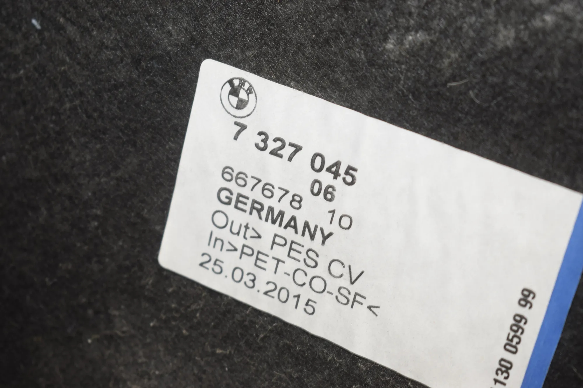 Sound Insulation – OEM 7323668 · BMW 2 Gran Tourer (F46) 216 d 2015 – 6