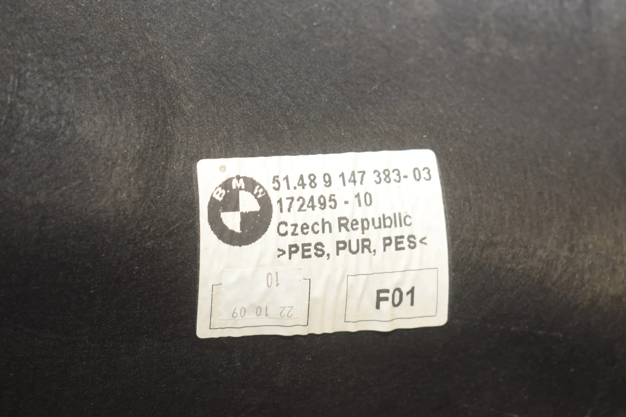 Sound Insulation – OEM 9147383 · BMW 5 Gran Turismo (F07) 530 d 2009 – 4