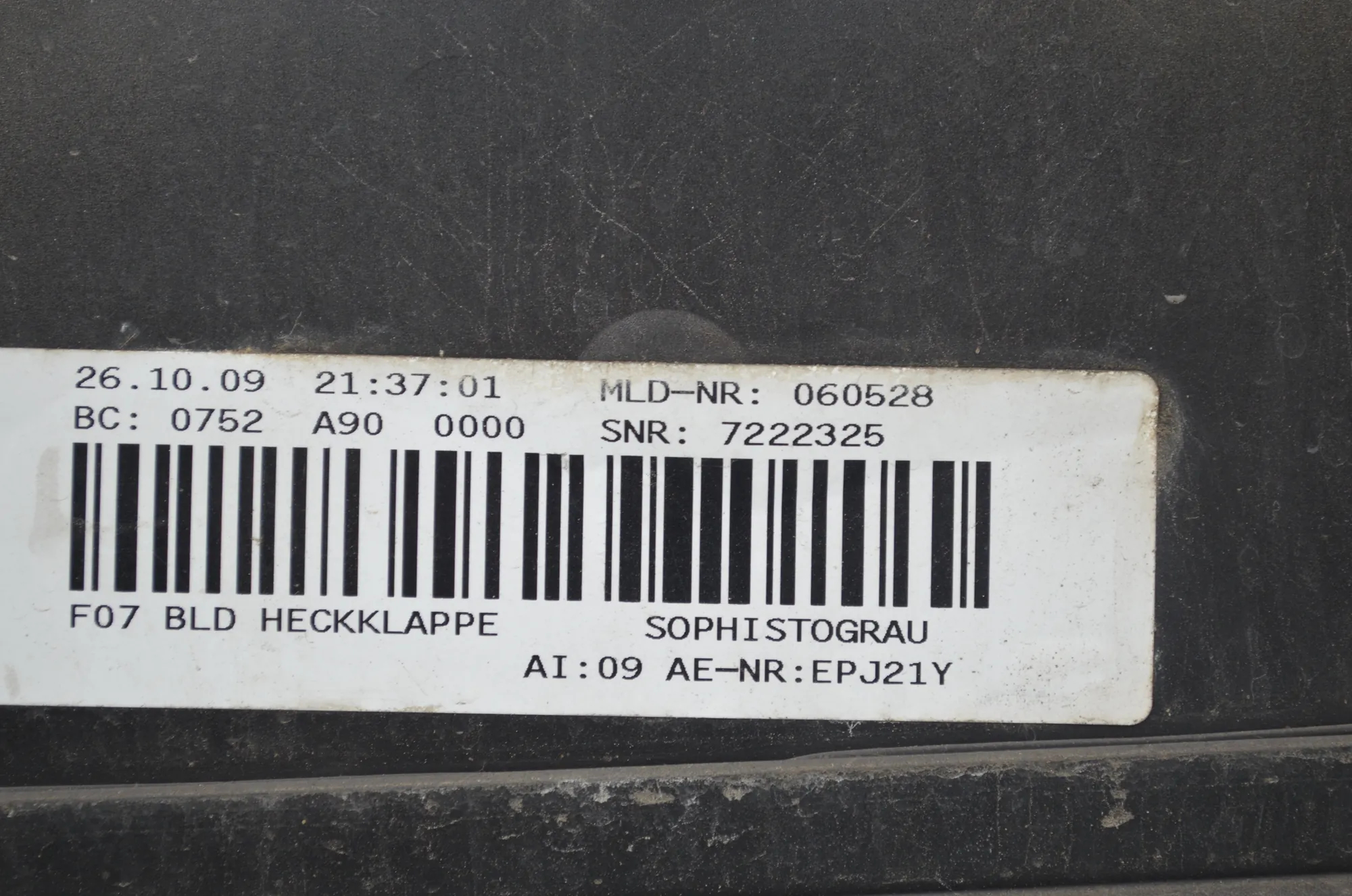 Other Body Parts – OEM 7222325 · BMW 5 Gran Turismo (F07) 530 d 2009 – 4