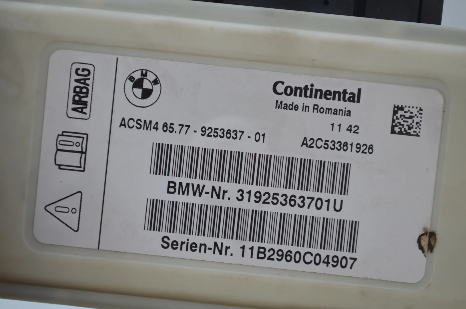 SRS Control Unit – OEM 9253637 · BMW 5 (F10) 530 d xDrive 2011 – 4