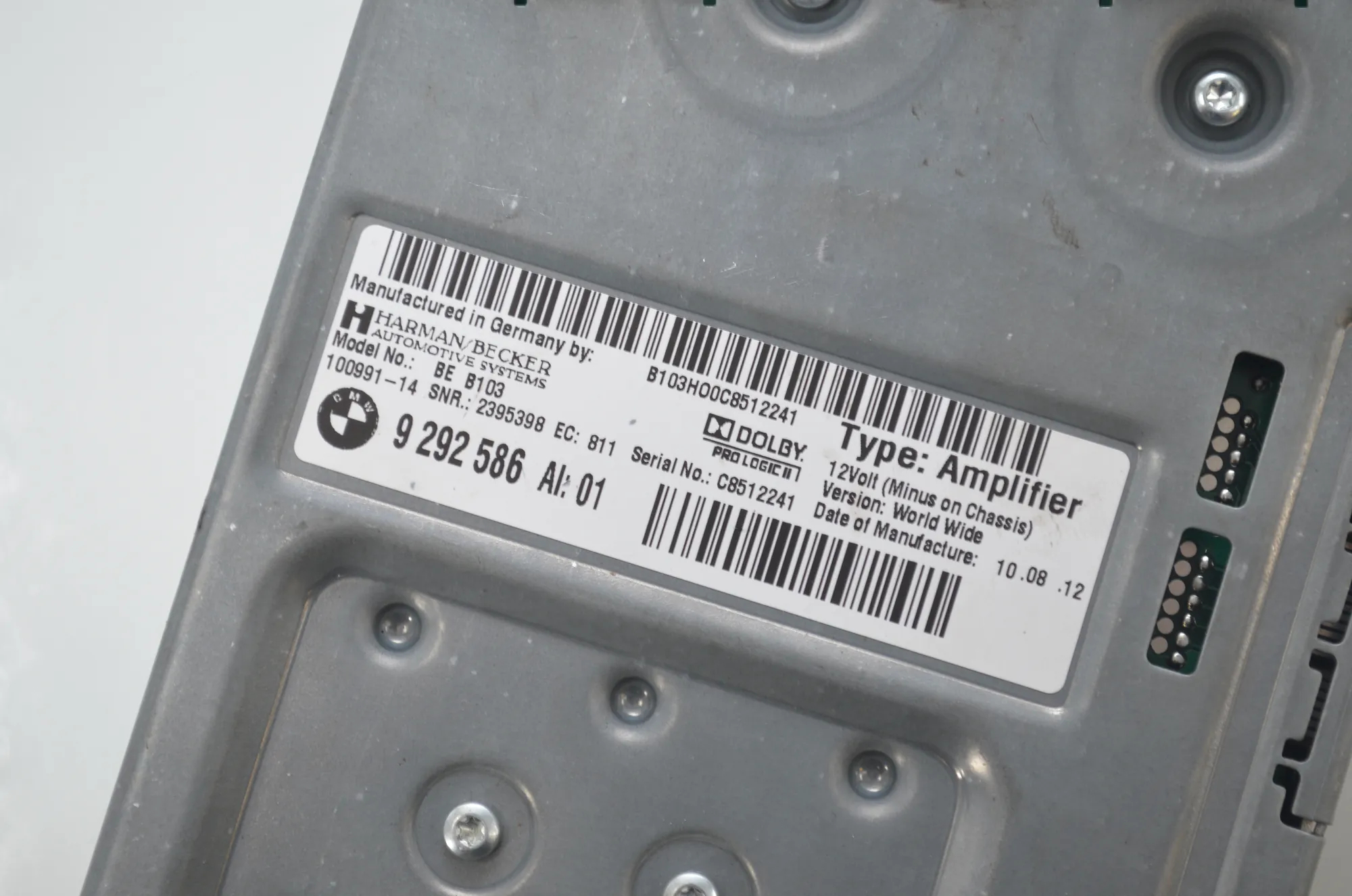 Sound Audio System Set – OEM 9169688 · BMW 6 Gran Coupe (F06) 640 d 2012 – 15