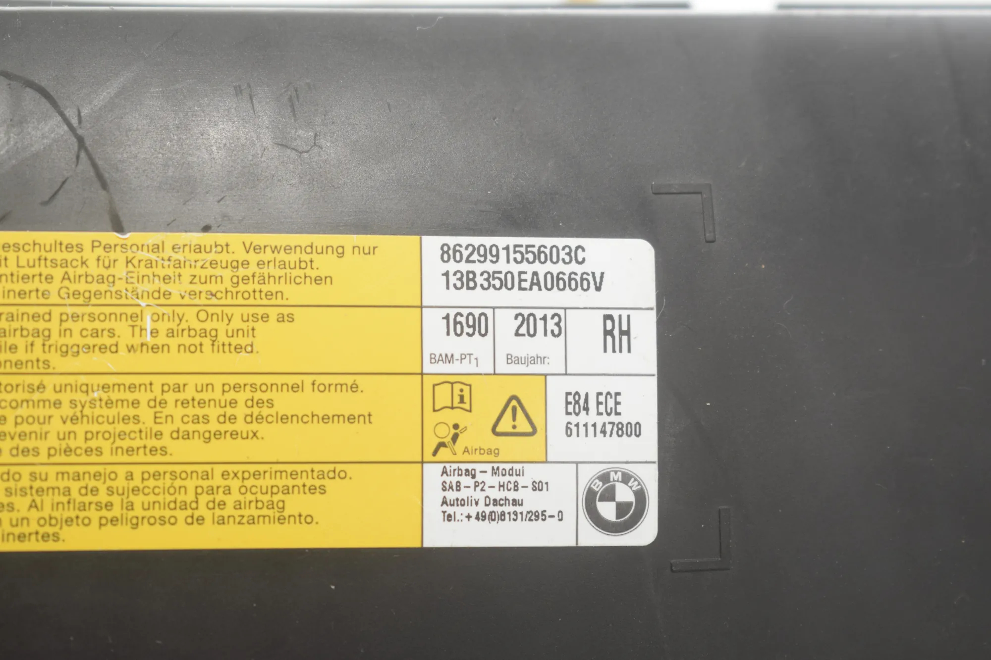 Seat Safety Bag SRS – OEM 8629915 · BMW X1 (E84) BMW X1 (E84) xDrive 20 d 2013 – 4