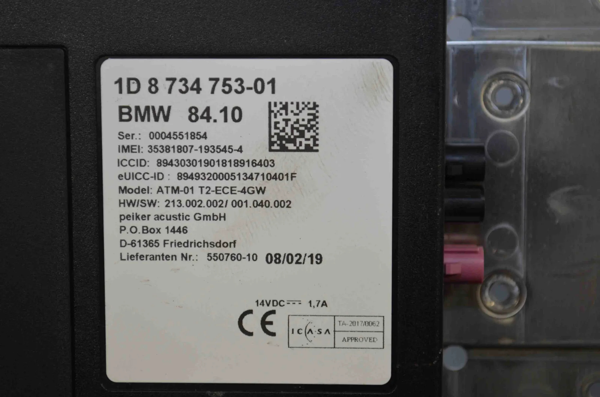 Bluetooth Control Unit – OEM 8734753 · BMW i3 (I01) Electric 2019 – 5