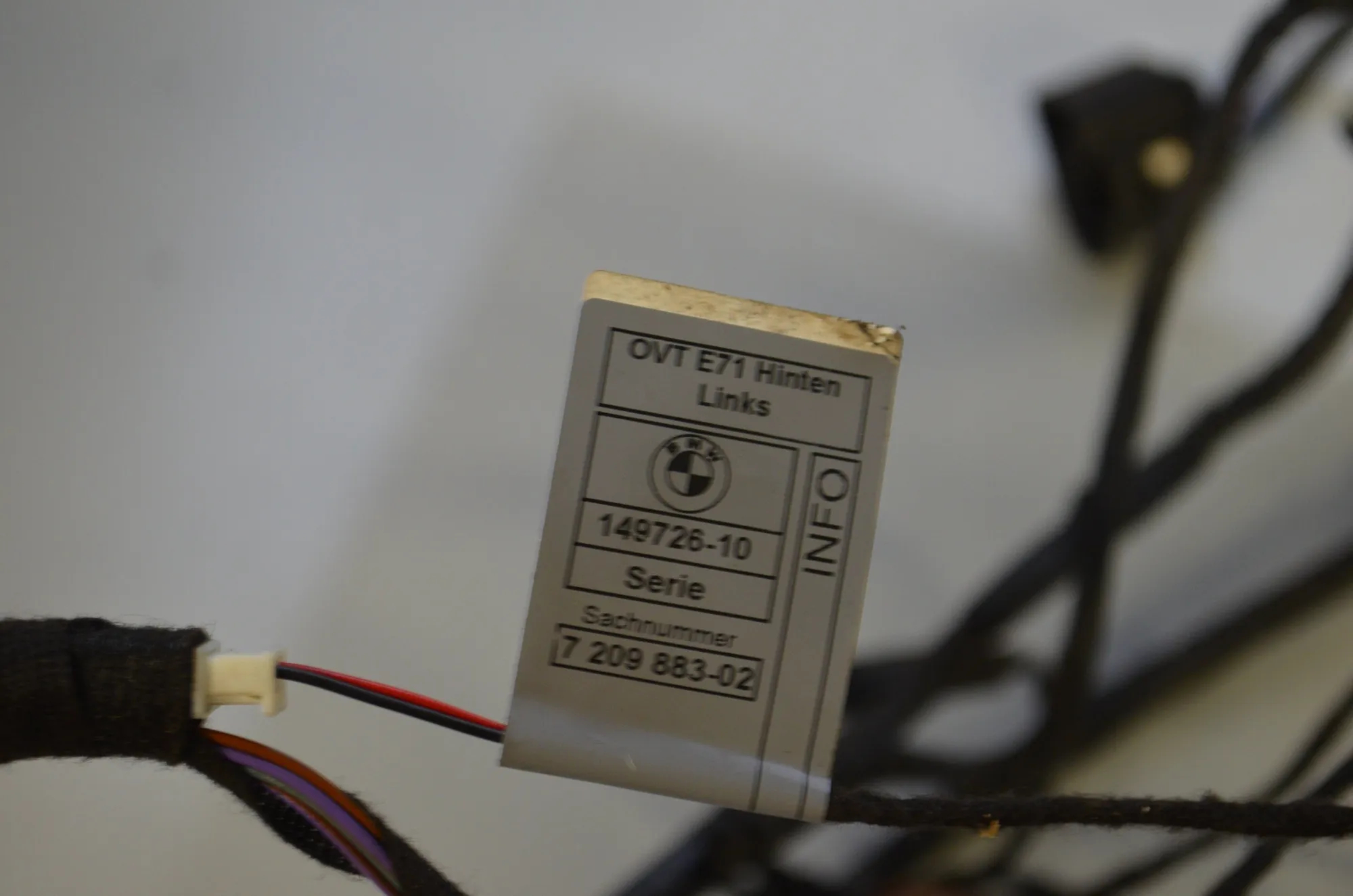 Rear Left Door Wiring – OEM 7209883 · BMW X6 (E71, E72) xDrive 50 i 2008 – 5